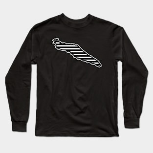 Texada Island Silhouette in Black and White Stripes - Line Pattern - Texada Island Long Sleeve T-Shirt